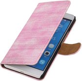 Lizard Bookstyle Wallet Case Hoesjes voor Huawei Honor 6 Plus Roze