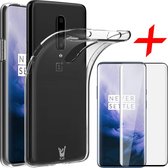 OnePlus 7 Pro Hoesje + Screenprotector Full-Screen - Transparant Soft TPU Siliconen Gel Case met Tempered Glass Gehard Glas - iCall