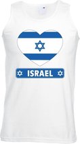 Israel hart vlag singlet shirt/ tanktop wit heren L