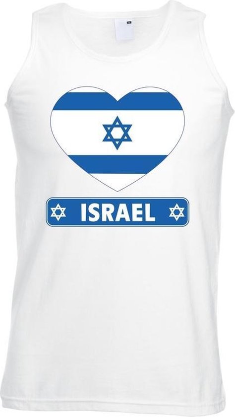 Israel hart vlag singlet shirt/ tanktop wit heren L