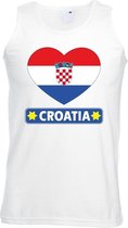 Kroatie hart vlag singlet shirt/ tanktop wit heren XL