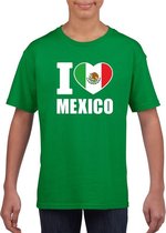 Groen I love Mexico fan shirt kinderen S (122-128)