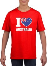 Rood I love Australie fan shirt kinderen 110/116