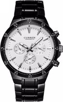 Curren Black/White Steel - Heren Horloge - Staal - Zwart/Wit - 48 mm