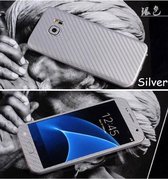 Xssive - 2x Sticker wrap Carbon Print voor Samsung Galaxy S7 Edge - Zilver