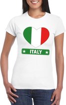 Italie hart vlag t-shirt wit dames XS