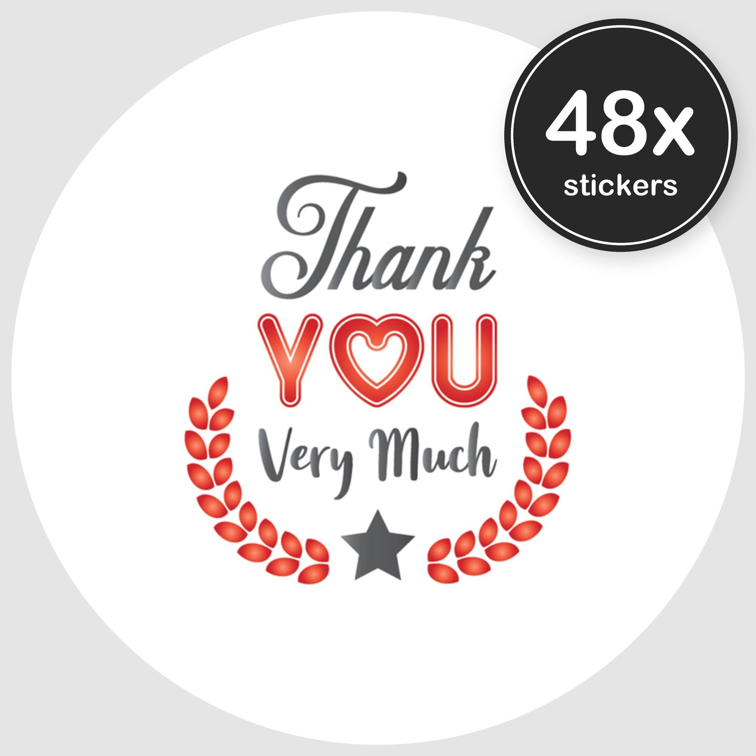 Sluitstickers Bedankt - 48 stuks - Rond 30 mm - Bedankt Stickers - Sluitzegel Envelop - Design 025