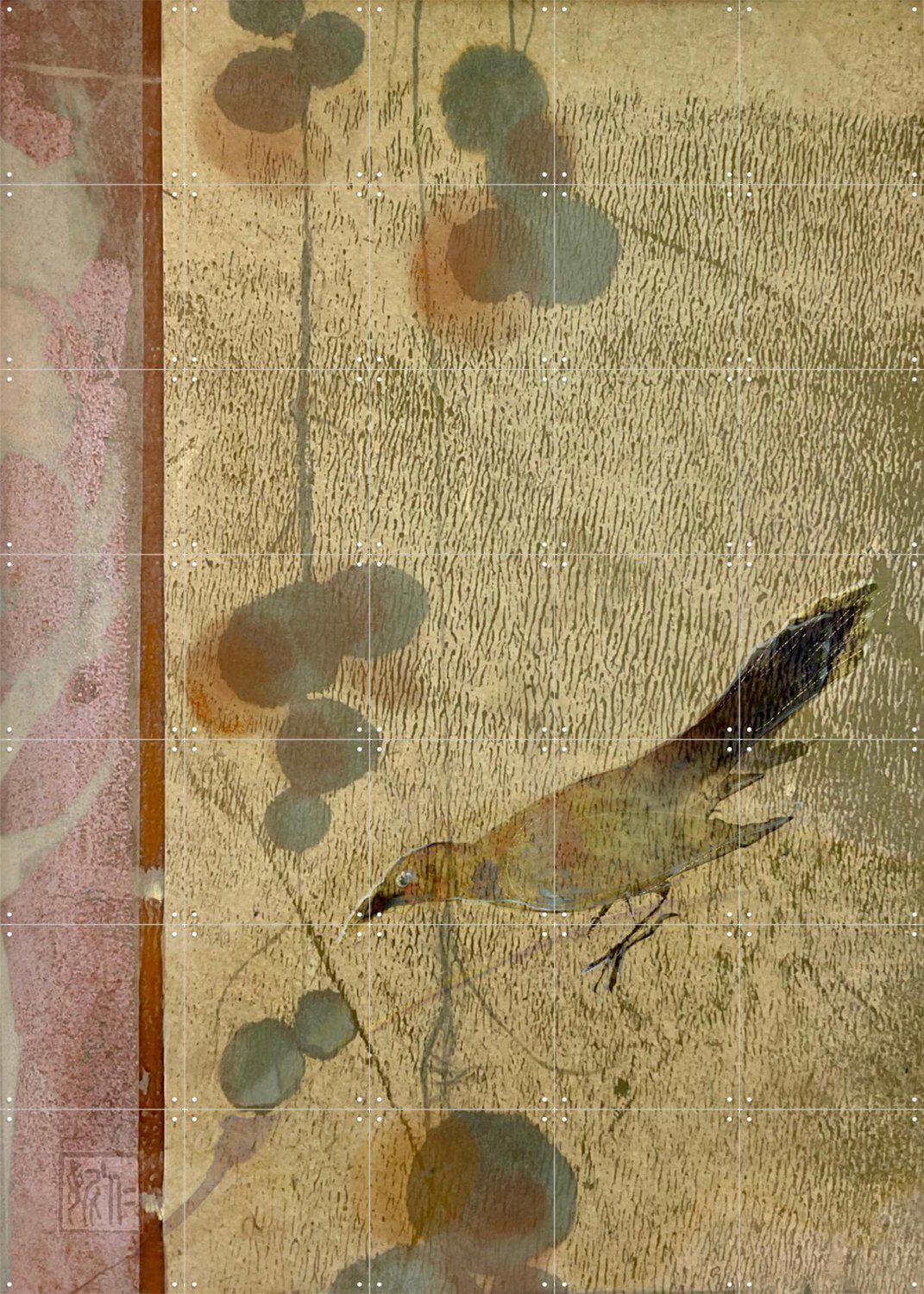 IXXI Love Your Birds, RAR Kramer - 100 x 140 cm - Grote wanddecoratie en posters - Gemengde Technieken, Trap, Woonkamer, Slaapkamer, Vogels Goud / Bruin