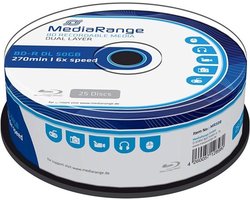 BD-R Dual Layer Blu-ray-schijven 50GB - Opnamemedia, 25 stuks in cakebox