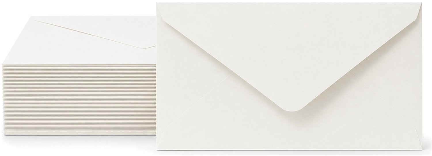 Enveloppen Gebroken Wit 14.1x25.1 cm - 100 stuks - 120 gram - Luxe Langwerpige Enveloppen - Premium Wenskaart Envelop