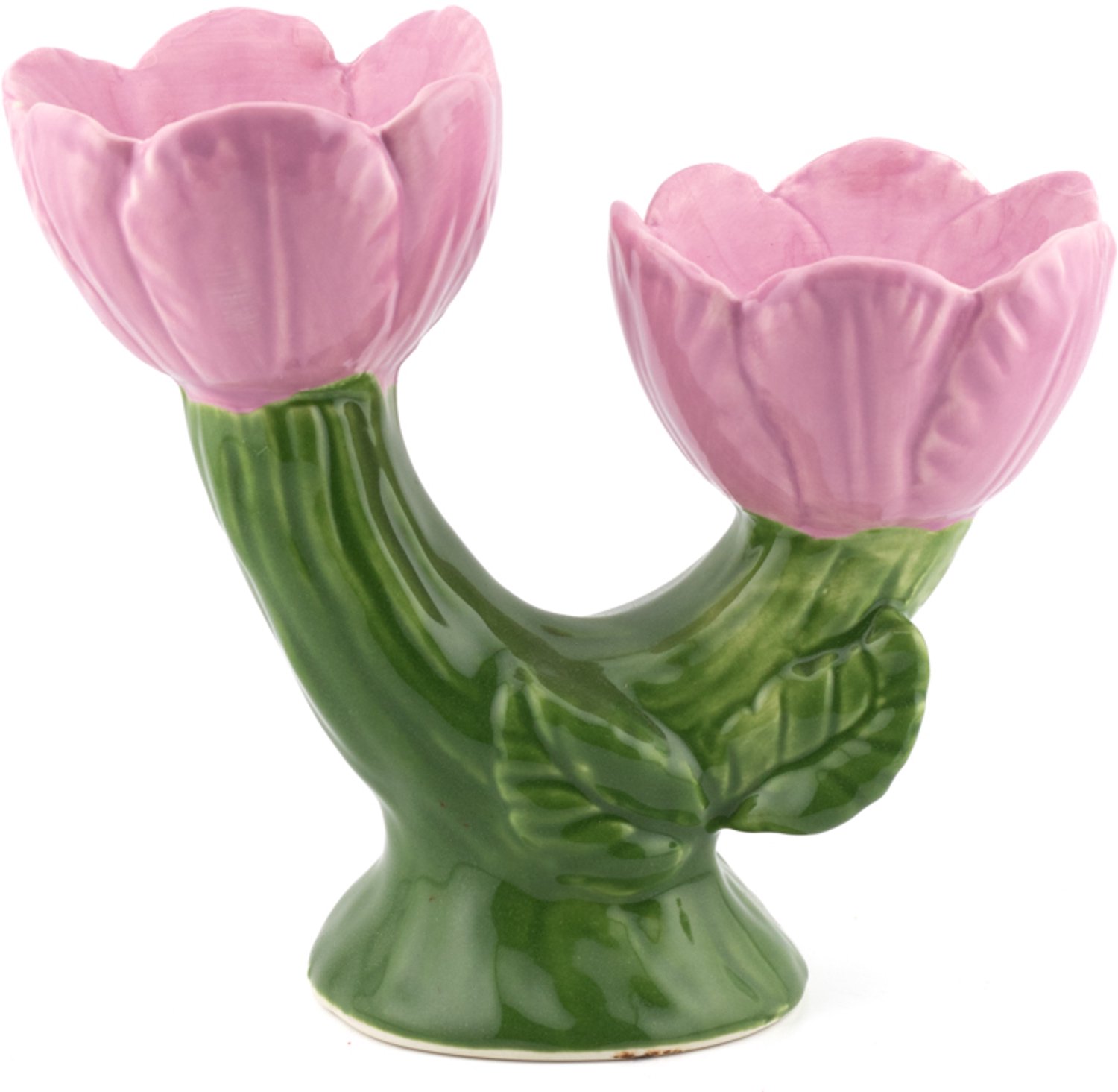 Aardewerk kaarsenstandaard flowers