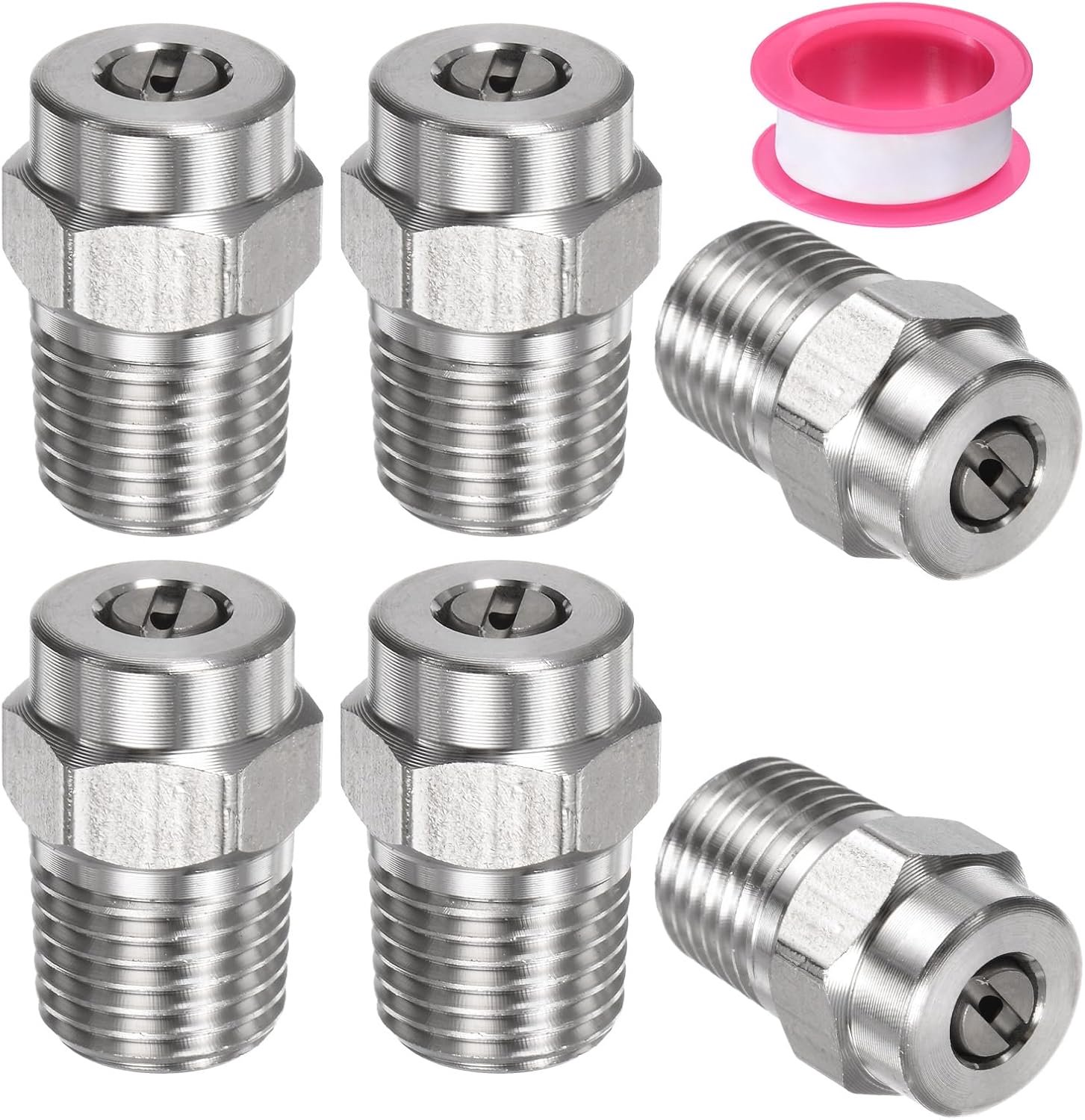 oppervlakte-schone tips 1/4 inch NPT - roestvrij staal - 6 stuks - geschikt voor hogedrukreinigers - Vemera