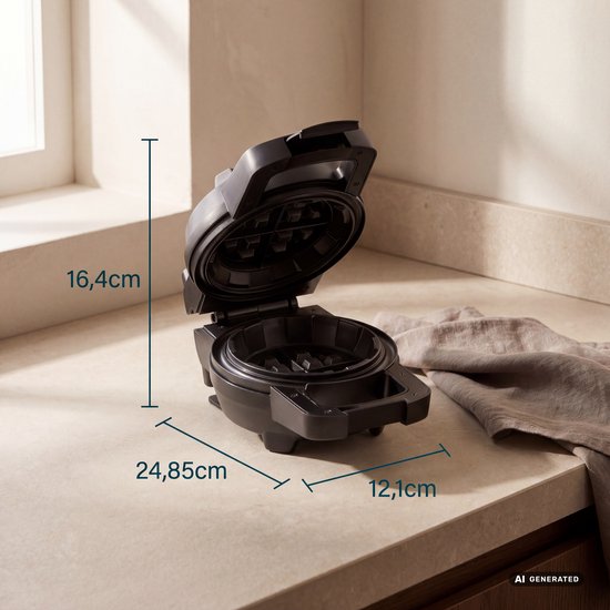 Princess Wafelijzer - Voor gevulde wafels - Geschikt voor zoet en hartig - 700W - Ø16 cm - Zwart - 132374 - Stuffed Waffle Maker — afbeelding 5