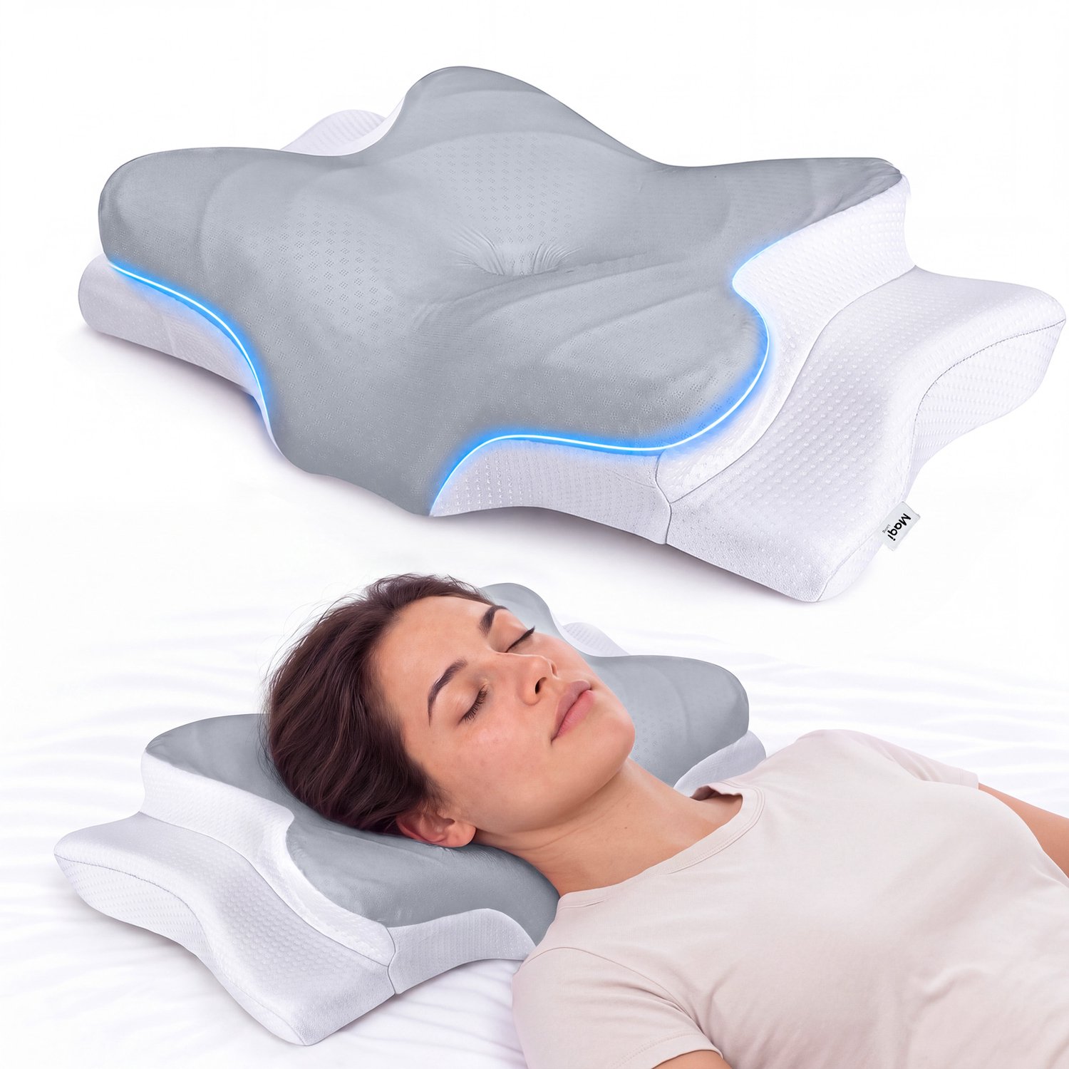 Maqi Living Hoofdkussen Memory Foam voor Nekklachten Dreamora – Orthopedisch & Ergonomisch kussen - Geschikt voor rug, zij- en buikslapers - Traagschuim - Grijs