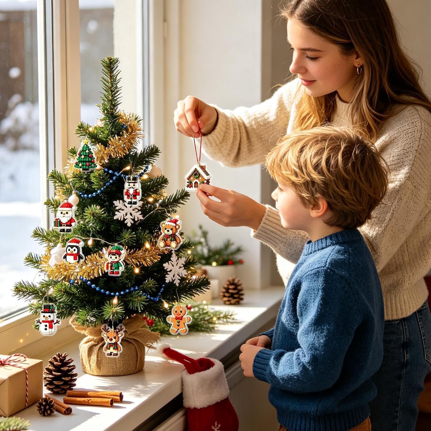 Kerst-adventkalender 2026 – Bouwstenen-verrassingsdoos - 3-4 cm platte hangornamenten(24 dagen) - Adventskalender - Kerstcadeau - Kerstmis - Geschenk - Verrassingscadeau - Leuk & interactief - Feestelijke sfeer – foto 5