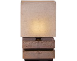 Atmooz Burnaby Tafellamp – H36 cm – decoratieve tafellamp voor woonkamer – moderne tafel lamp binnen – sfeerlamp met bruin glas en beige kap – stijlvol glasdesign – warme lichtverspreiding – bruin