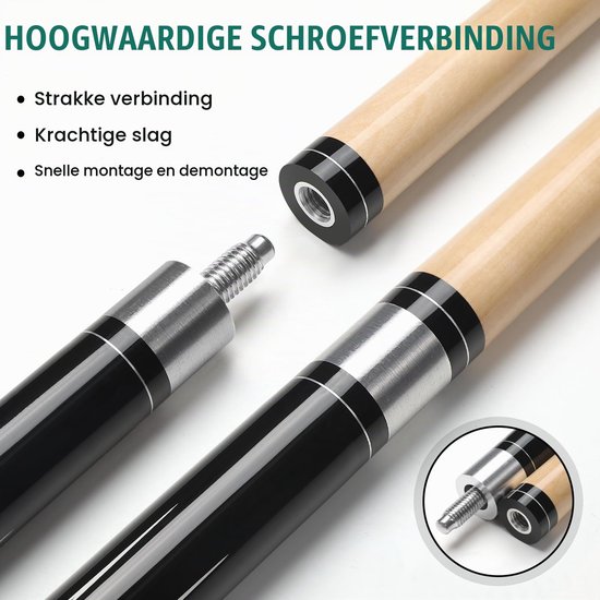 Biljartkeu 58 Inch - 20 Oz Gewicht - 13 Mm Lederen Tip - Esdoornhout - Professioneel Poolkeu — afbeelding 4