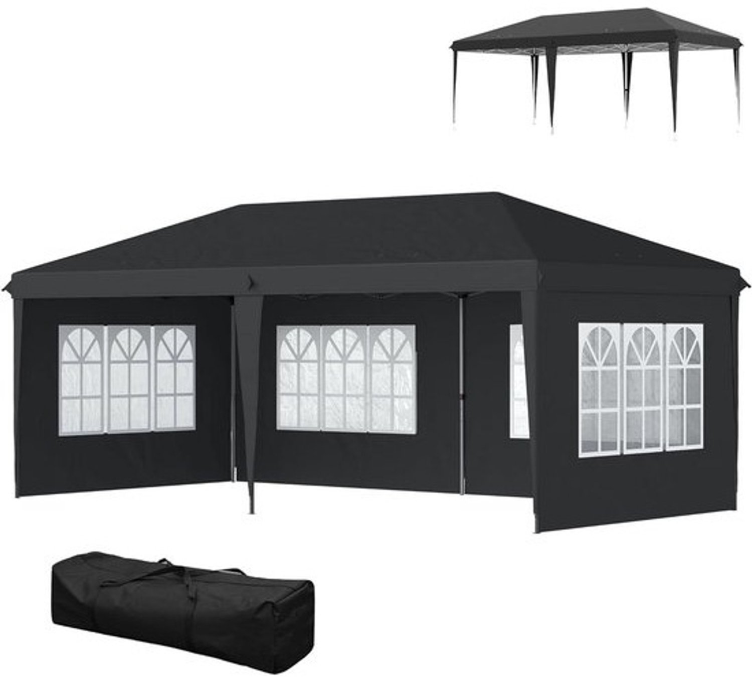 Opvouwbare Partytent - Pop-up Tent - Voor Feestelijke Bijeenkomsten - Waterdicht UV-beschermend - 3x6 Meter - Zwart
