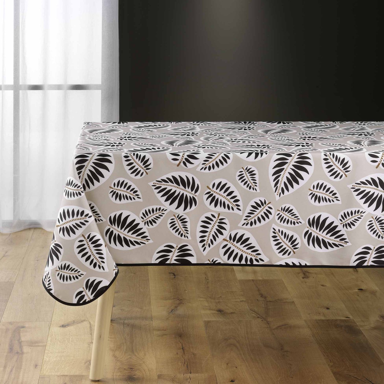 Douceur d'intérieur - Polyester tafelkleed met print ALMA, 150 x 240 cm, beige