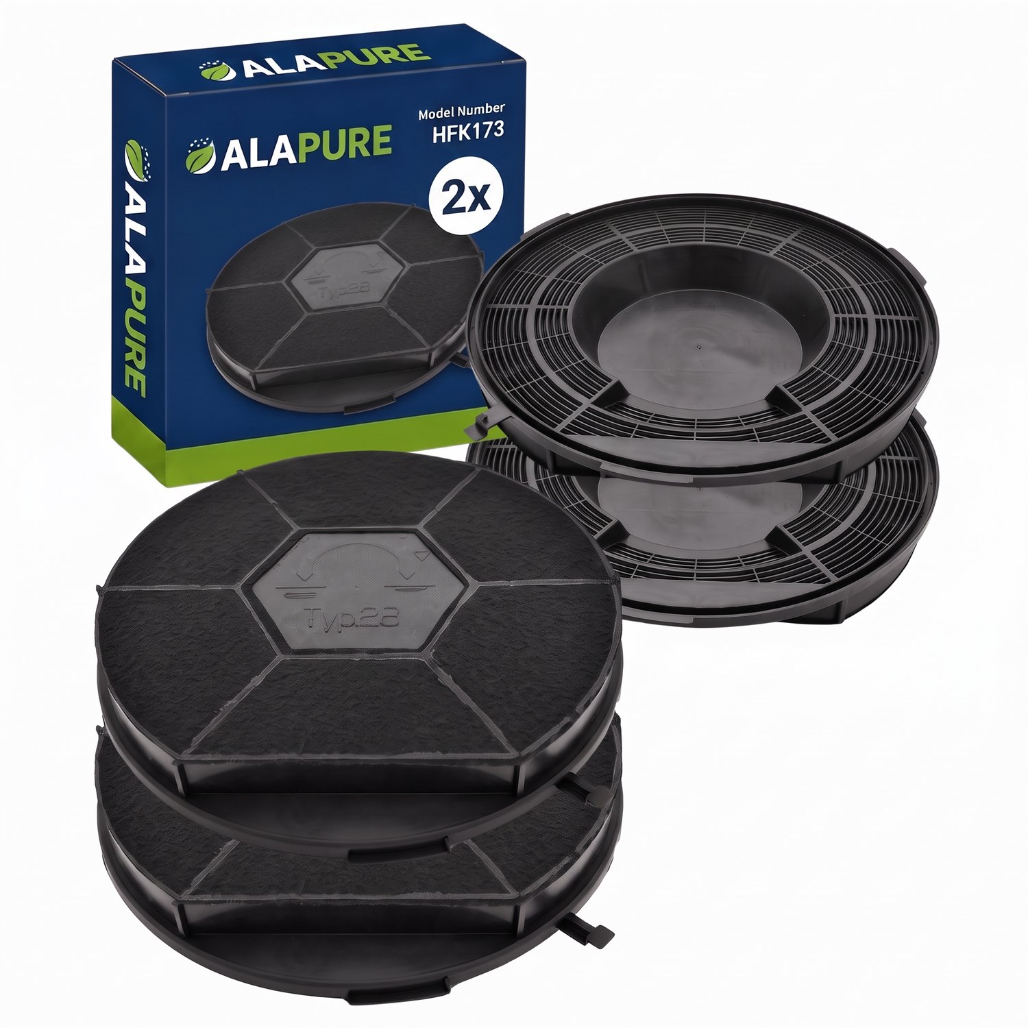 2x Koolstoffilter voor Bauknecht Type 28 / CHF28/1 / CHF289B