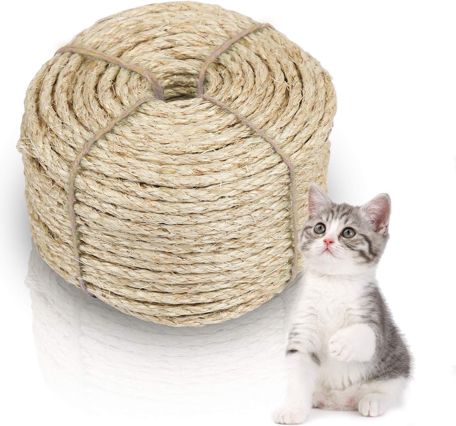 Sisaltouw 6 mm x 50 m - Natuurlijk henneptouw - Sterk en herbruikbaar - Voor kattenkrabbers en knutselen - Vemera