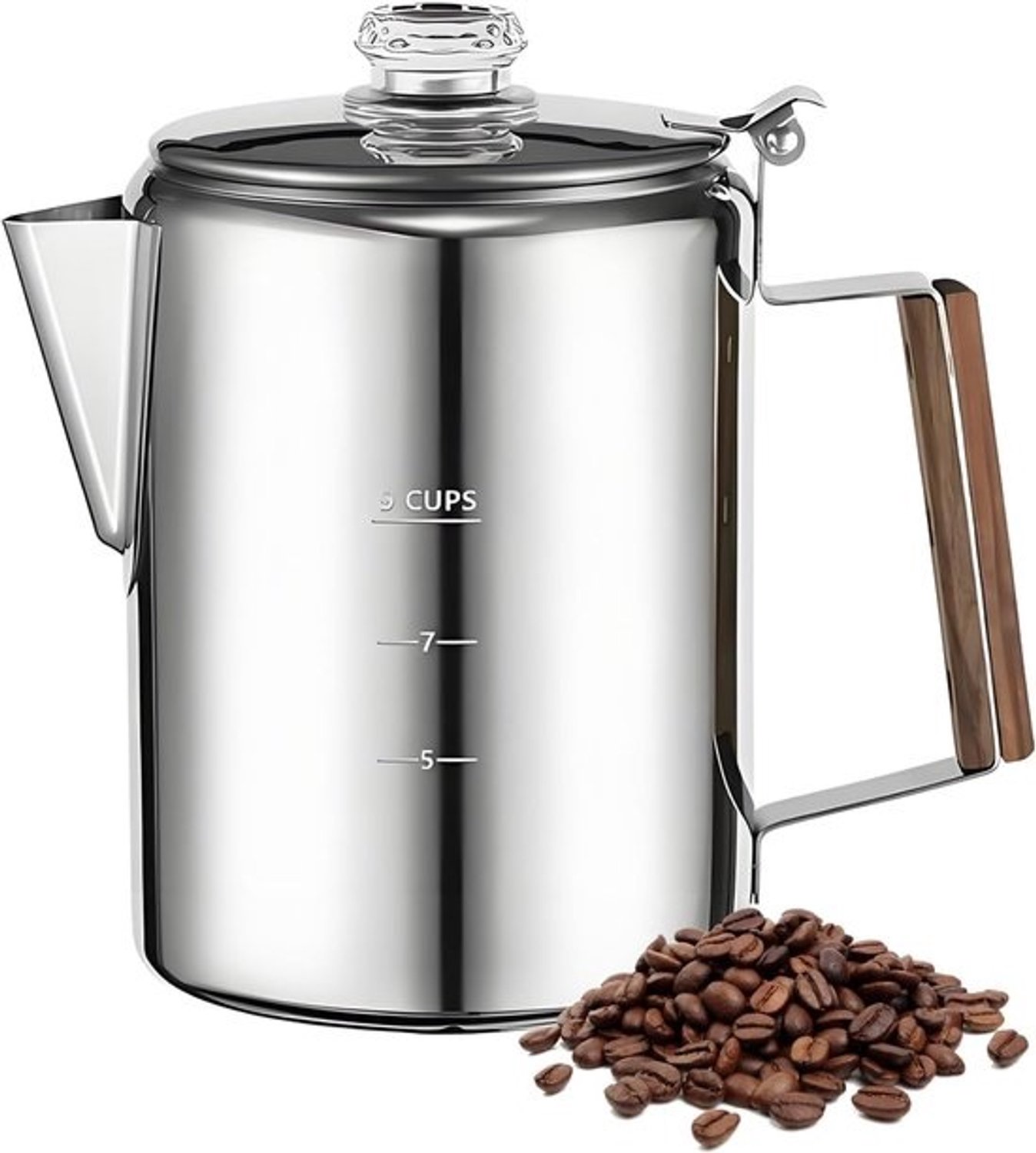 Koffiepercolator - Koffiepot voor camping - Koffie zetten - Roestvrij staal - 6 of 9 kopjes - Zilver