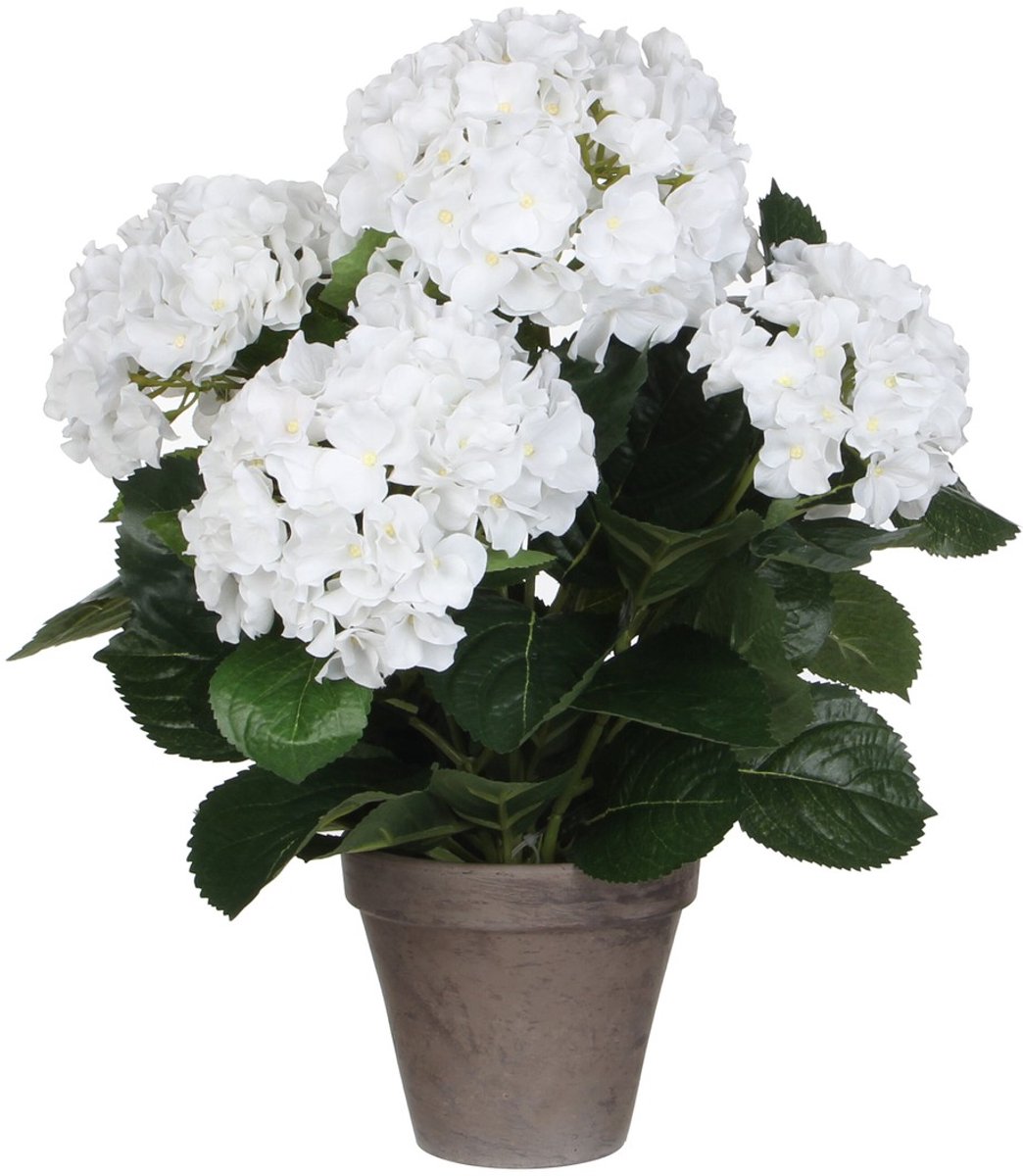 Mica Decorations Hortensia Kunstplant in Bloempot Stan - H45 x Ø45 cm - Wit