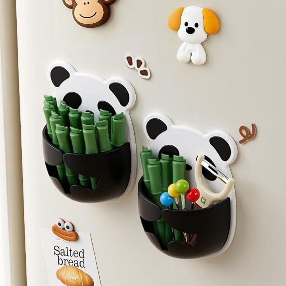 Panda koelkast met magnetische zuigknop, stof en vocht, 2 stuks (groen)