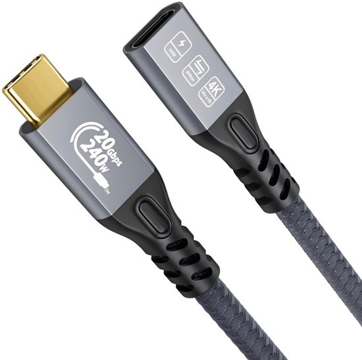 Dailygoody - USB Type C Verlengkabel - 20 Gbps Snelle Overdracht - 2 meter