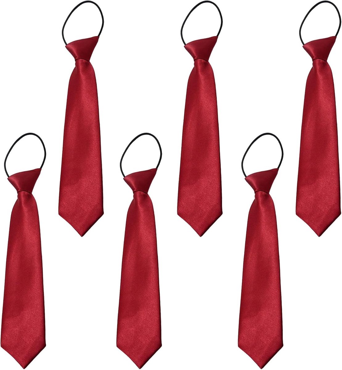 Zes Stuks Vooraf Geknoopte Schoolstrikken voor Kinderen, Elastische Verstelbare Neckties voor Afstuderen, Feestjes en Kostuums