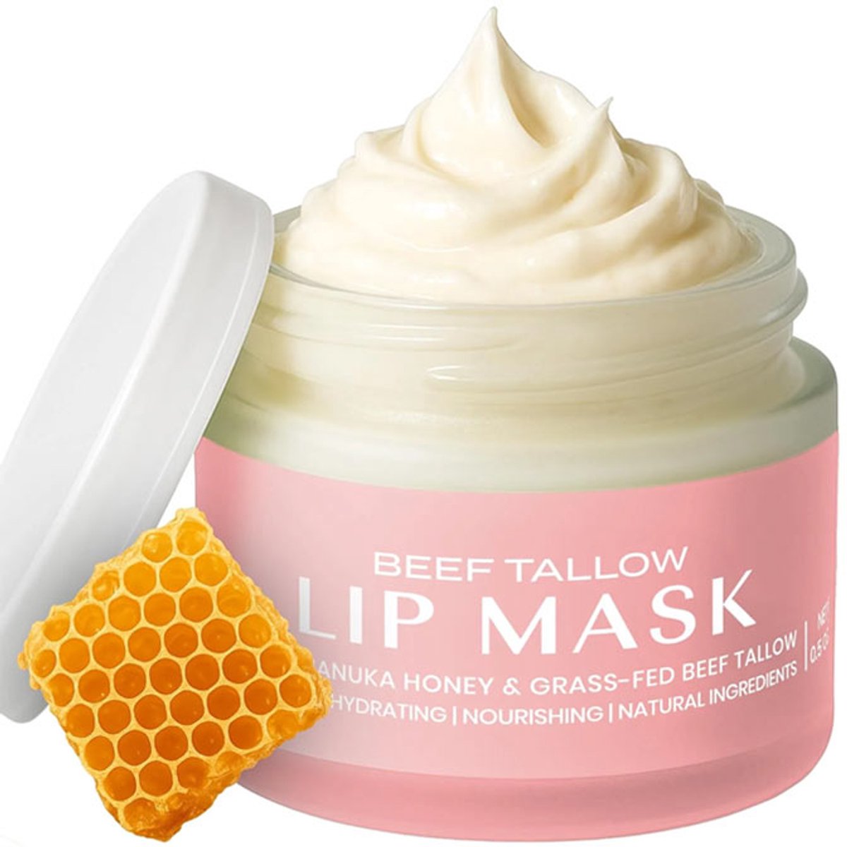 Body Restore Beef Tallow Lipmasker Geurloos 14 g - Met 100% Grass-Fed Beef Tallow & Manuka Honing - Lip Balm voor Droge Lippen - Zonder Parfum