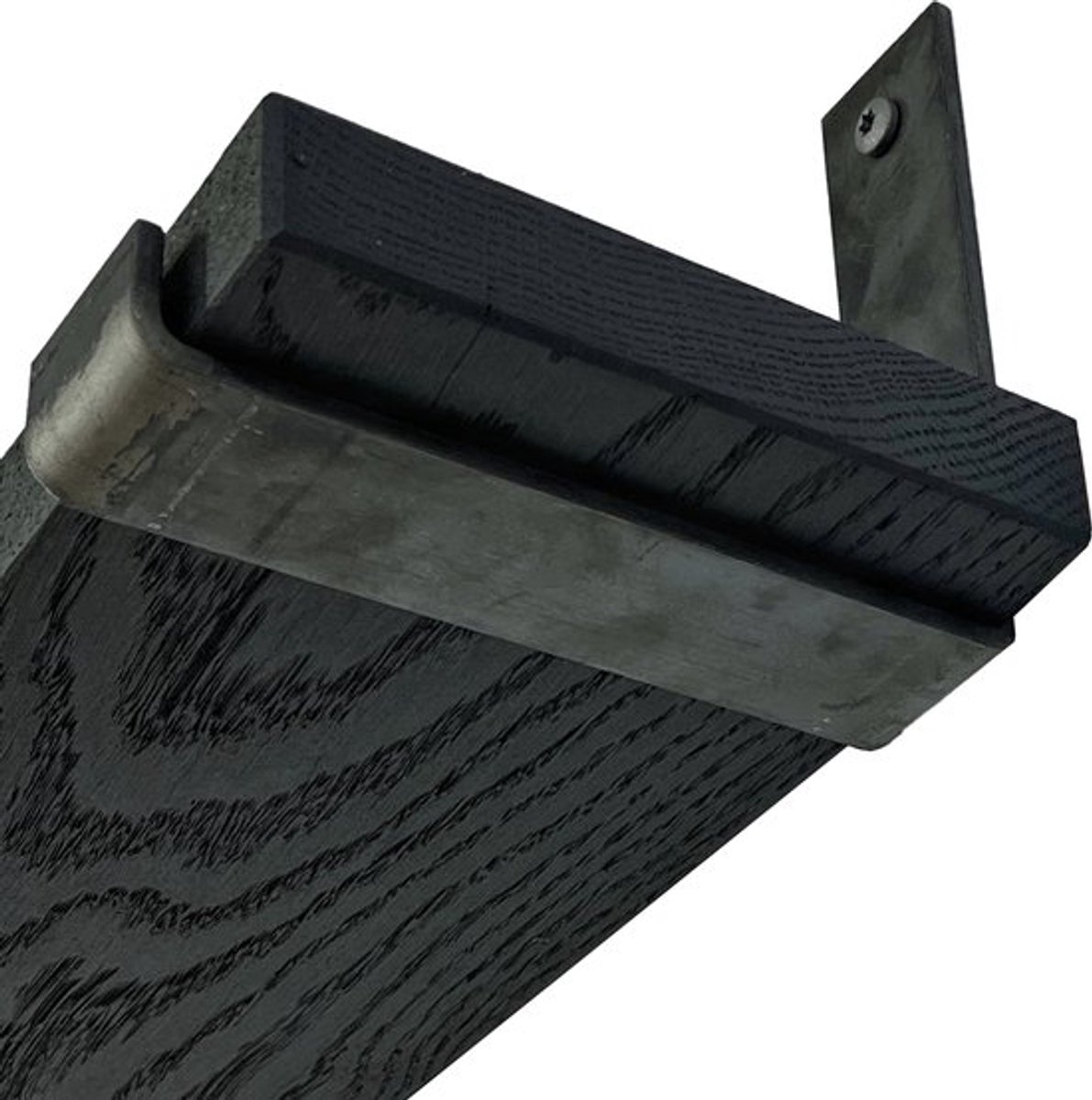 GoudmetHout Zwarte Eiken Wandplank - 260x15 cm - Plankdragers L-UP Zonder Coating Zwart eiken