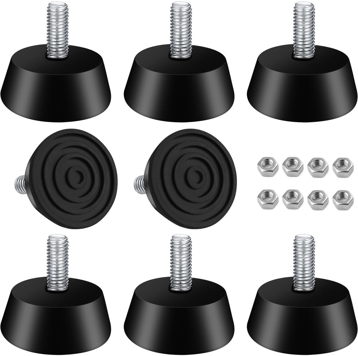 Elzusha - Set van 8 Verstelbare Rubber Voetjes - M6 3.2cm voor Meubels