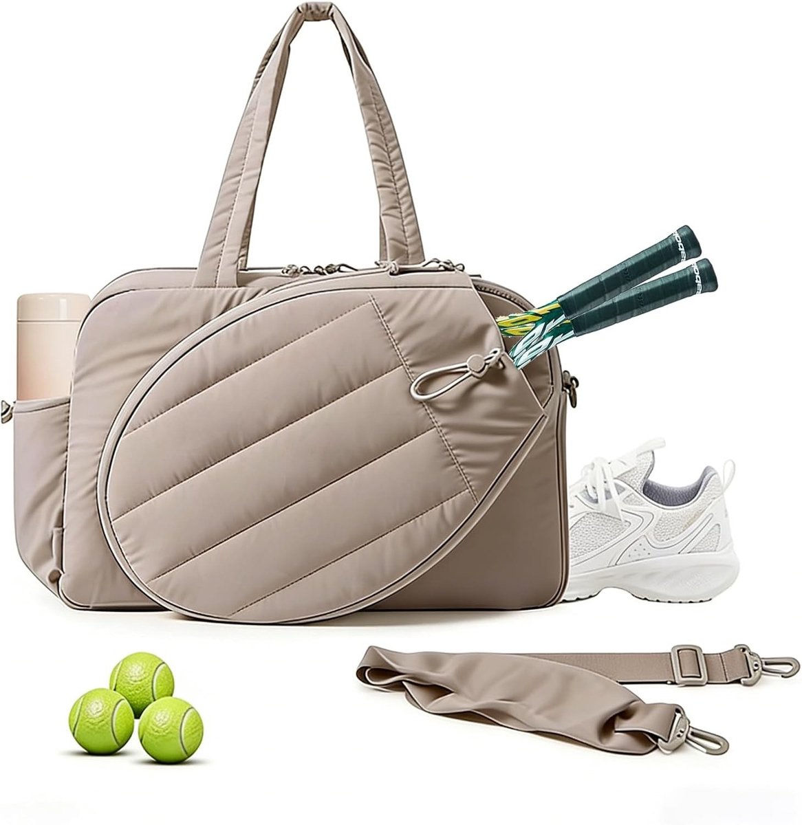 Badminton Tas - Camel - 48 x 19 x 31 cm - Grote Sporttas met Racketvak - Voor Dames