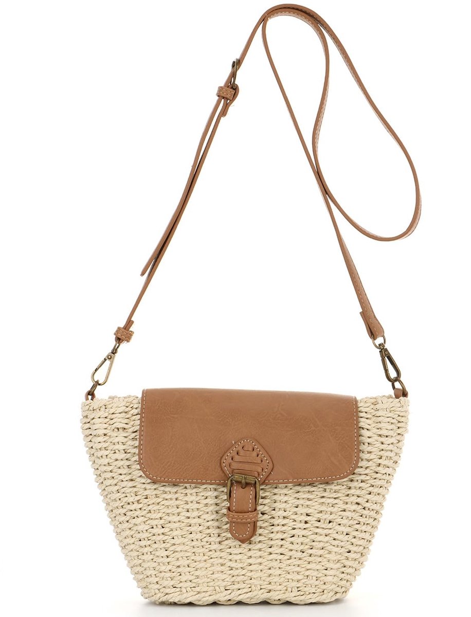 Elzusha - Vrouwen Stro Schoudertas - Woven Handtas voor Zomer - Beige