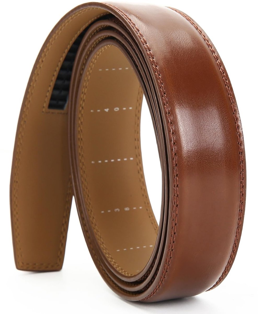 Elzusha - Heren riem - Automatische ratchet - Leer - Bruin - 3 cm breed