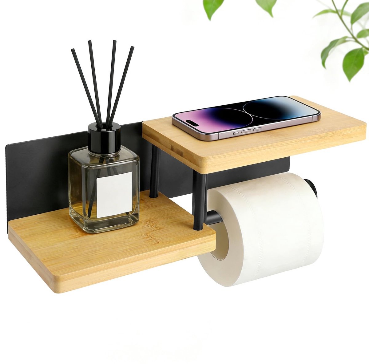 Elzusha - Toiletpapierhouder met 2 Planken voor Wandmontage