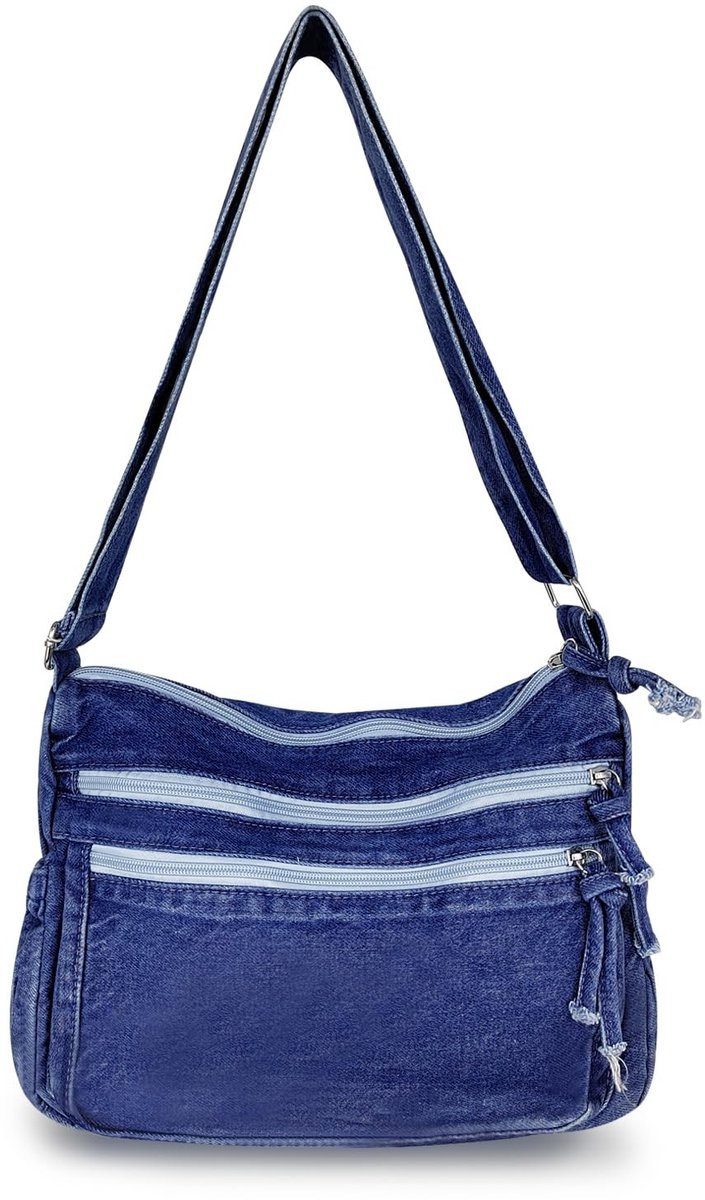 Elzusha - Retro Denim Schoudertas voor Dames met Grote Capaciteit