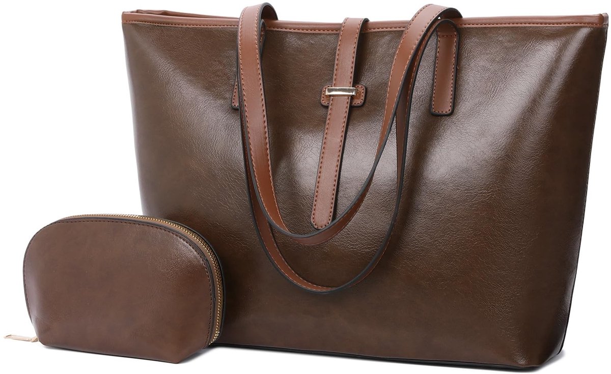 Elzusha - Dames Handtas van Vegan Leer - Retro Hobo in Koffiekleur