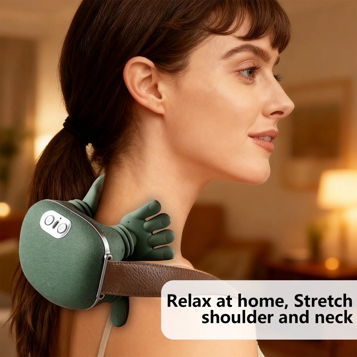 Veya Massageapparaat - Massage apparaat voor rug en nek - Massagehand - Groen - Draadloos - USB opladen - 40°C en 45°C - 3 standen