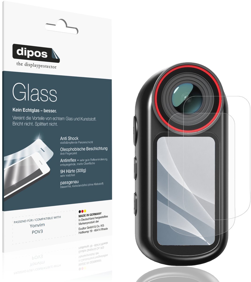 dipos – 2x Matte Pantserfolie geschikt voor Yonvim POV3 | 9H Screenprotector