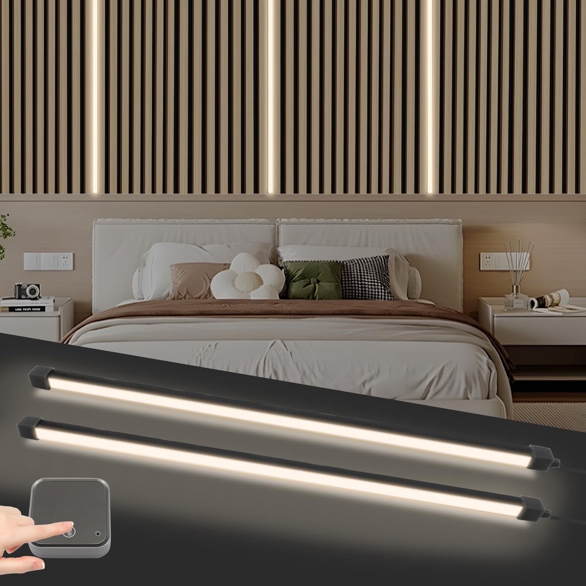 Elzusha - Akoestische ledpanelen met touch-schakelaar - 2 stuks zwart