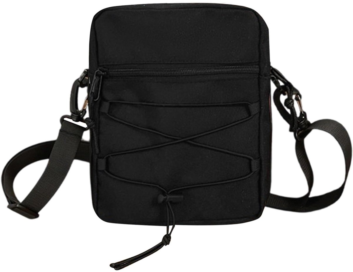 Elzusha - Schoudertas voor mannen - Zipper Messenger Bag - Zwart