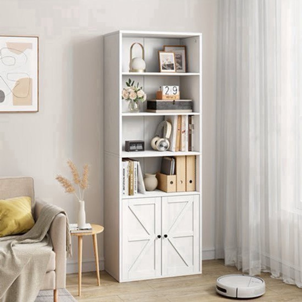 Boekenkast – Boekenrek – Vakkenkast – Opbergkast – Wandkast – Industrieel Hout – 29,97 cm Diep – 181,36 cm Hoog