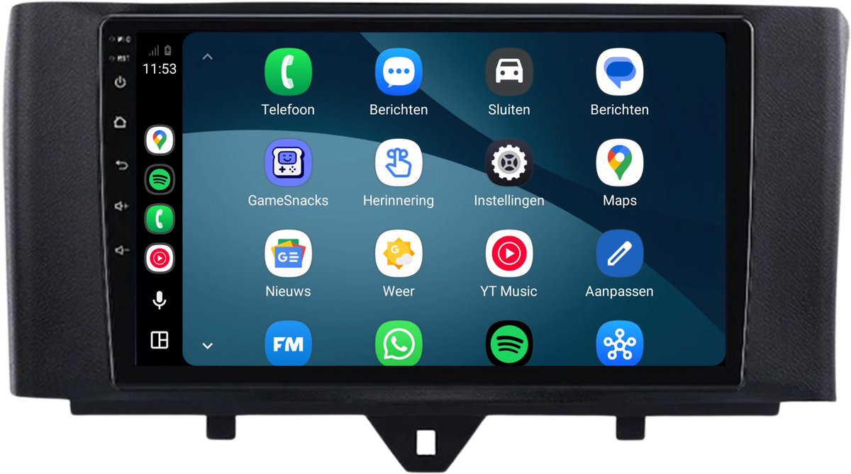 CarPlay autoradio geschikt voor Smart Fortwo | 2011 t/m 2015 | Cartronix CTX-7046 | 2011 2012 2013 2014 2015 | 9 inch | Android 15 | Draadloos Apple CarPlay & Android Auto | 2GB + 32GB | Bluetooth & Wifi
