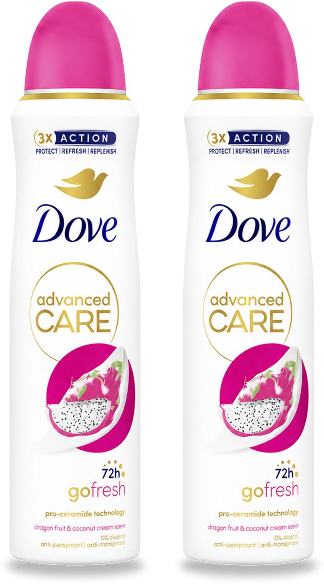 2 x Dove – Deodorant Spray – Dragon Fruit & Coconut Cream – 150 ml - Bulkverpakking - 2 stuks