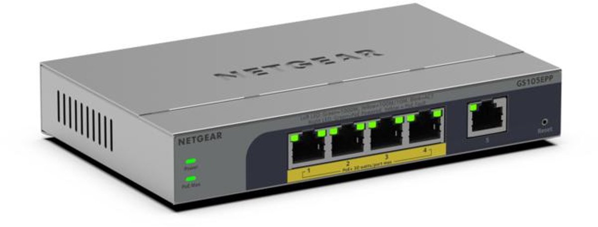 NETGEAR GS105EPP - Netwerk Switch - Unmanaged - 1 Gpbs - 5 poorten