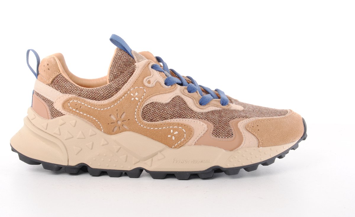 Flower Mountain heren sneaker Rulis Uni suède en tweed beige en bruin