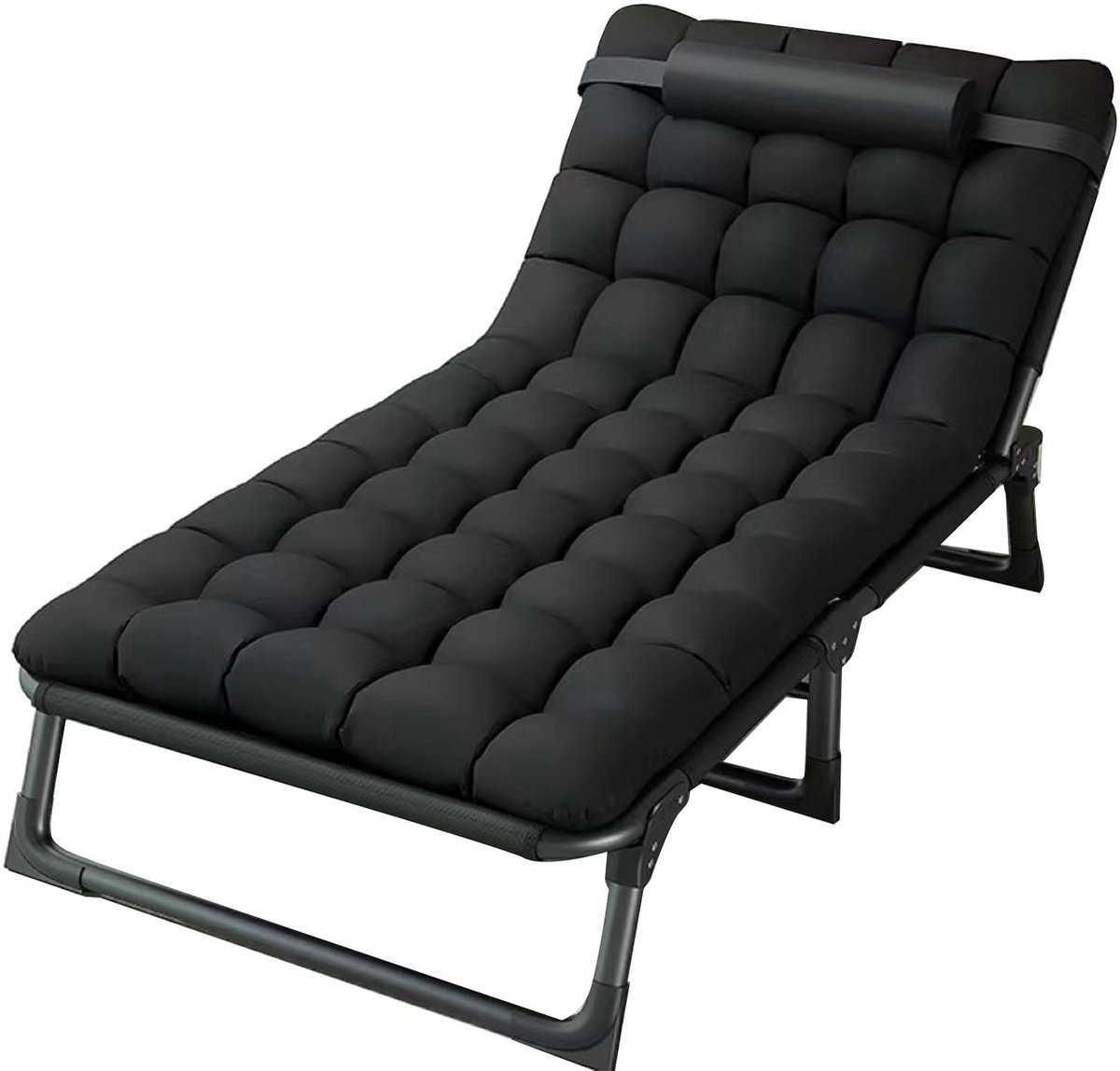 Opvouwbaar campingbed – 4 standen verstelbaar – Met parelkatoen matras – Draagbaar