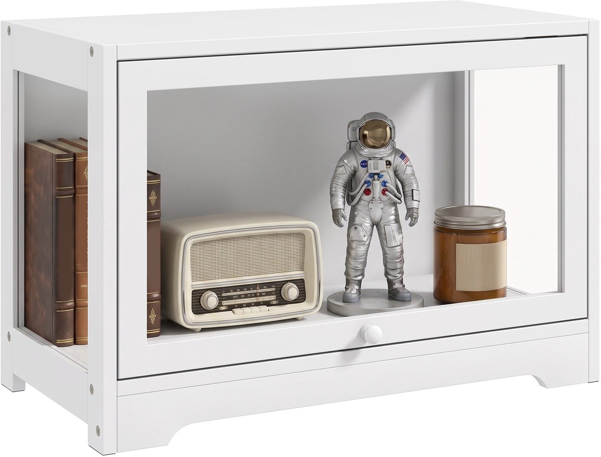ECTEATOY® Vitrinekast - Opbergbox met opklapbare acryl schuifdeur - Kast voor figuren en decoratie - 59x30x40 cm - wit